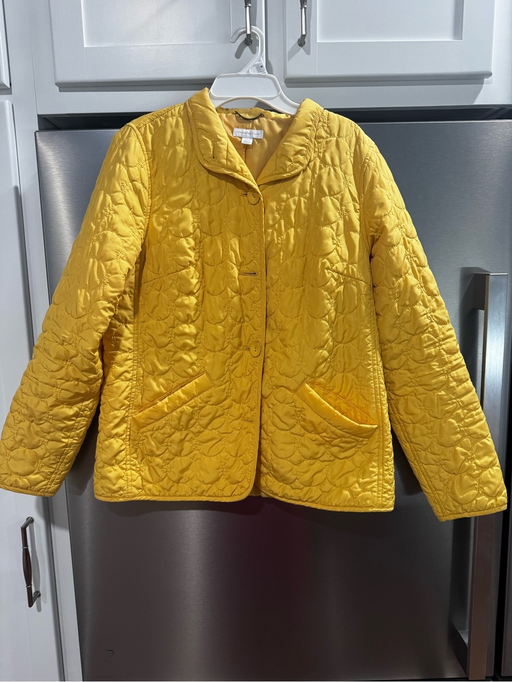 Charter Club Women's Quilted Bright Yellow Puffer Jacket